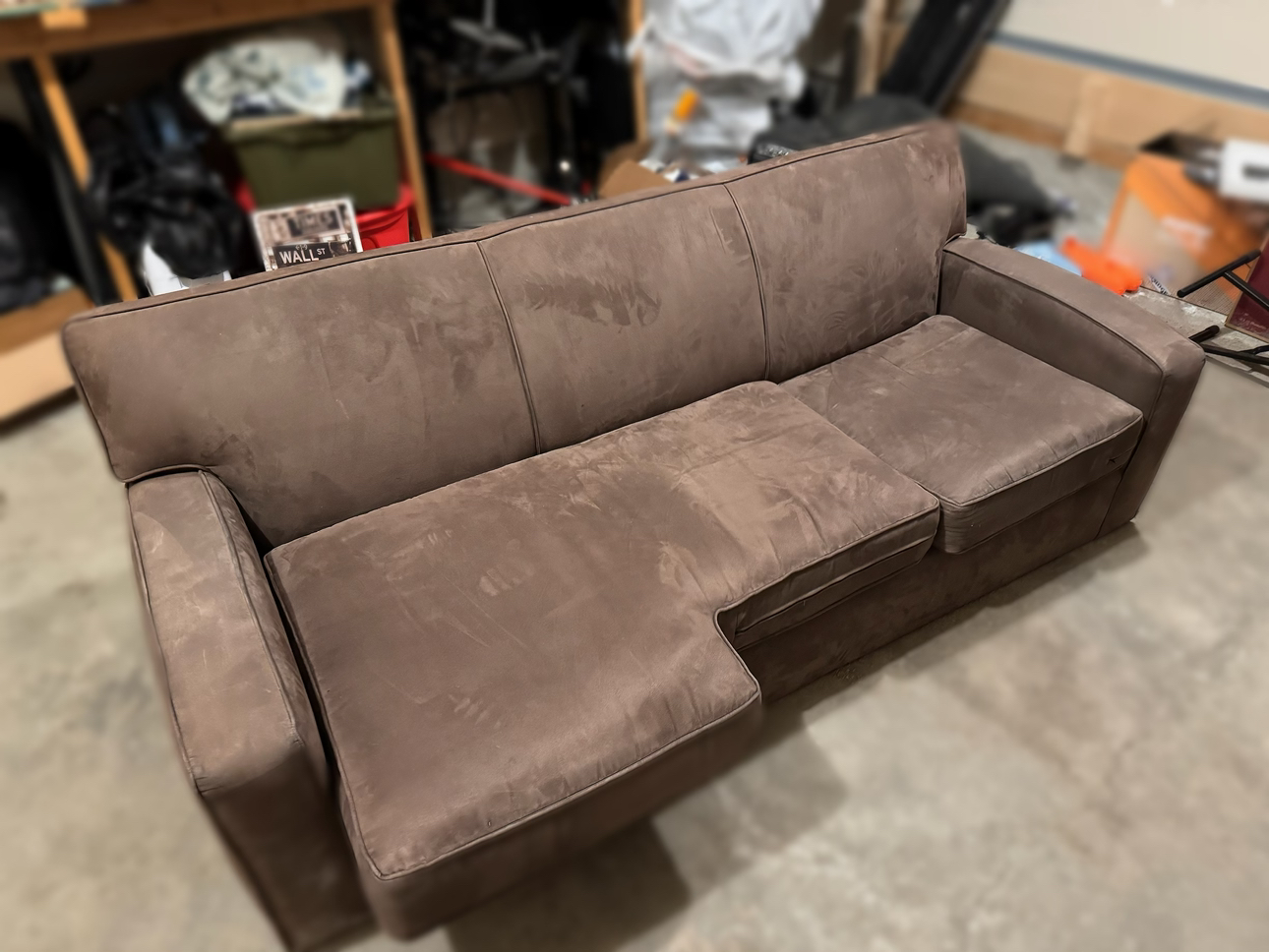 Large Comfy Suede Sofa