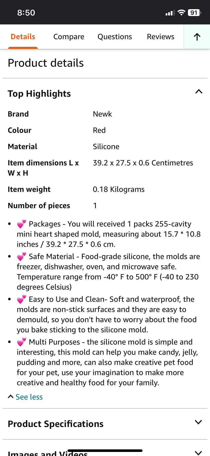 ❤️255 Heart Candy Gummy Chocolate Pet Treat Baking Mold ❤️ image indicator(5)