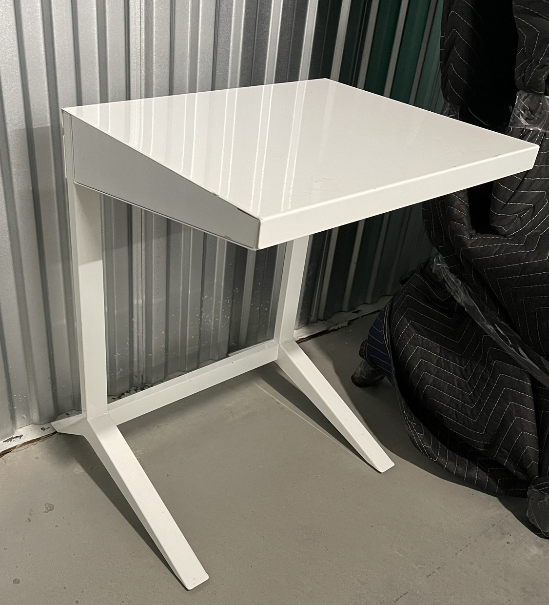 CB2 Metal frame C table with a drawer (Used) - photo 3