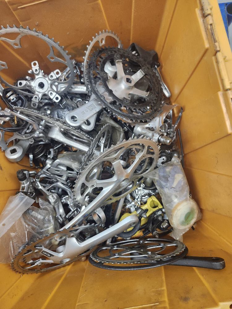 assortment of bike cranks