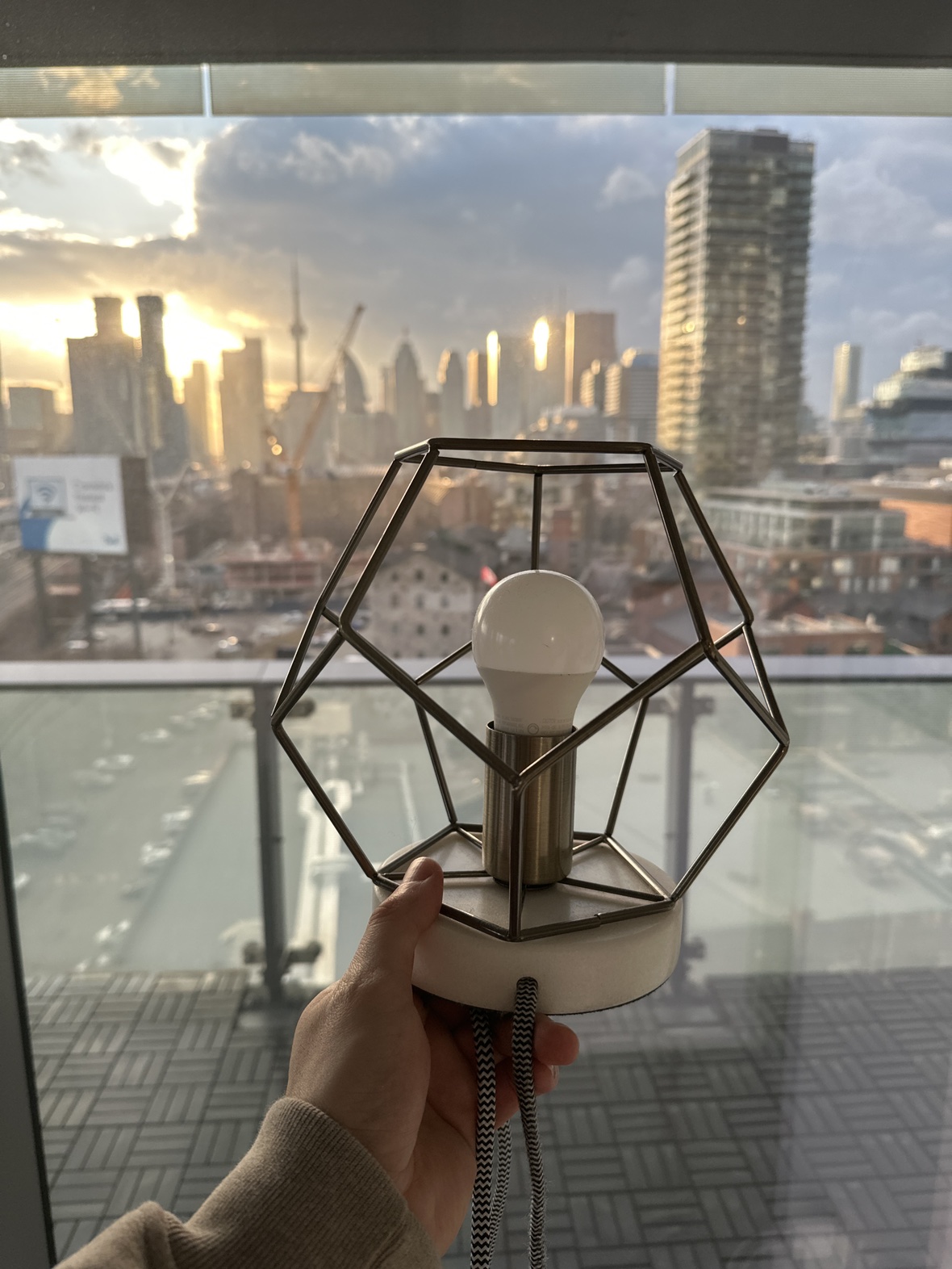Lamp, geometric metal, marble base, LED bulb included thumbnail