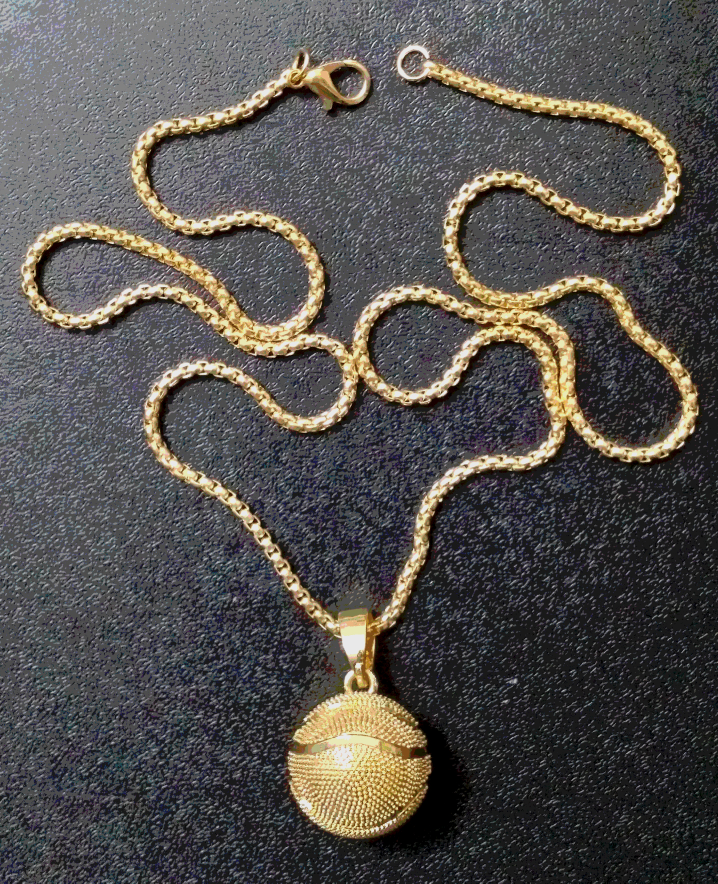 Cute Basket Ball Pendant Gold Color 50 CM Chain Unisex  image indicator(4)