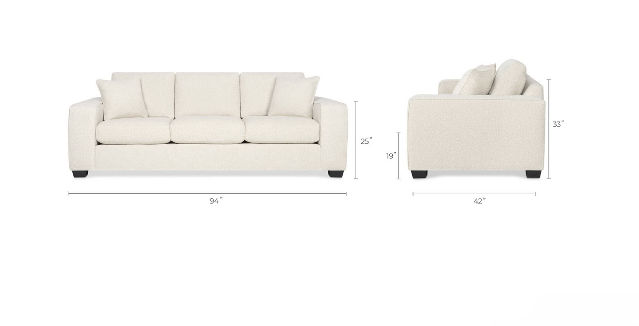 Urban Barn Sophia Sofa Boucle Ivory With 2 Kodie Ottomans - photo 2
