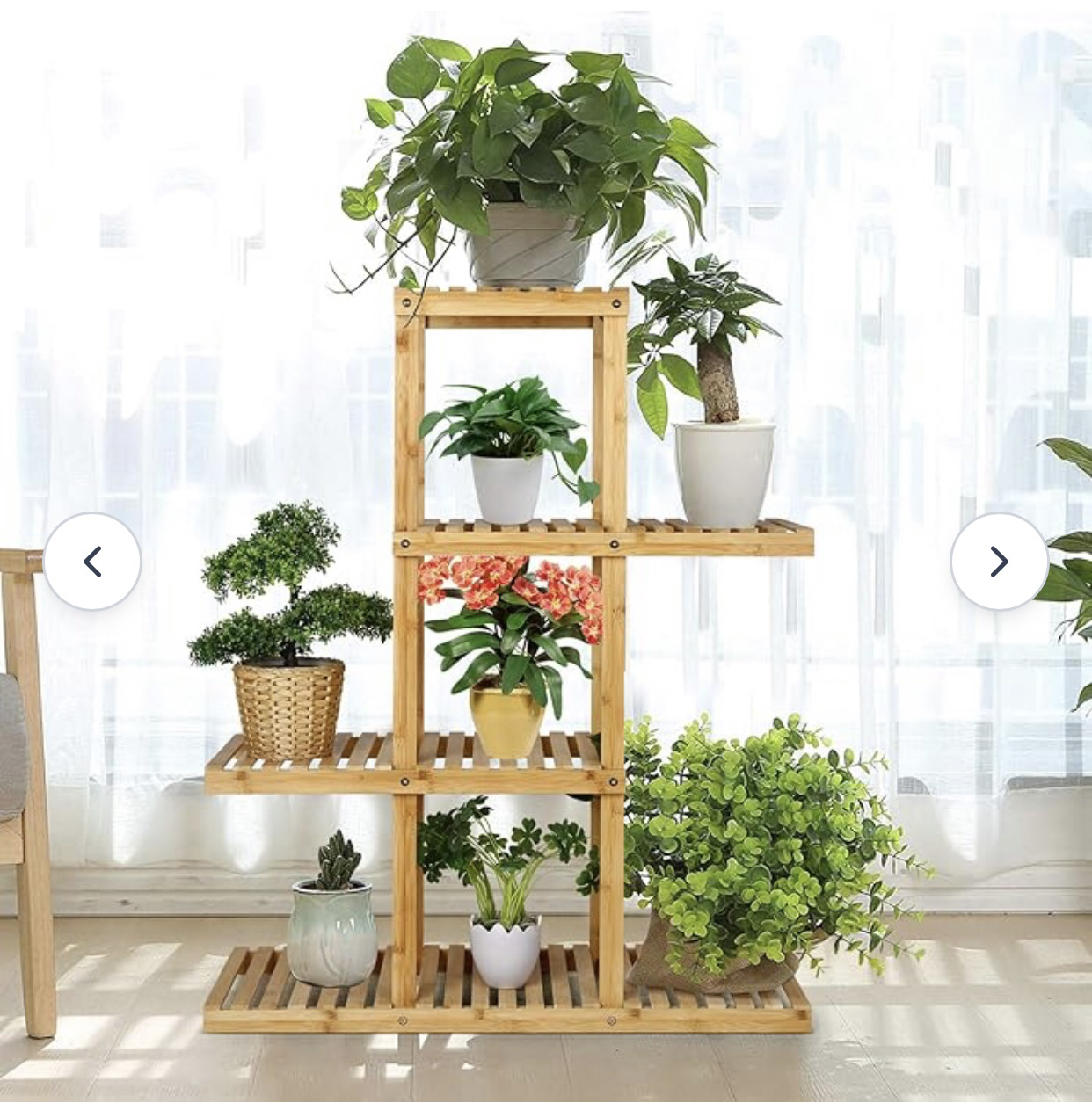 amzdeal Bamboo Plant Stand, 4-Tier Plant Display Shelf image indicator(6)