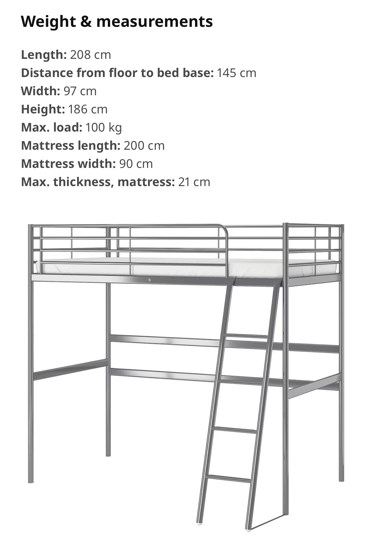 Ikea SVARTA Loft Bed Frame - photo 2