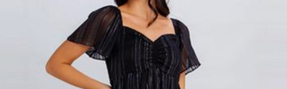 METALLIC BLACK SILVER Mesh Top