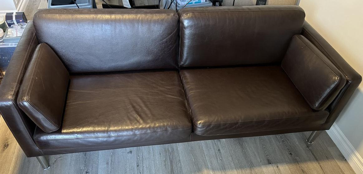 Brown leather sofa - photo 3