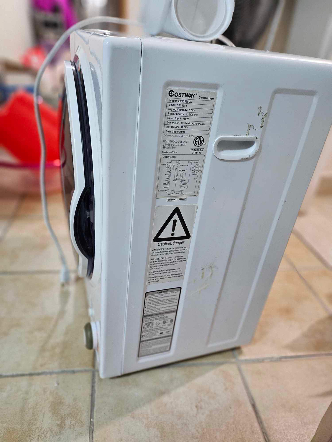 COSTWAY Compact Laundry Dryer, 110V Electric Portable Clothes 🥕 image indicator(4)