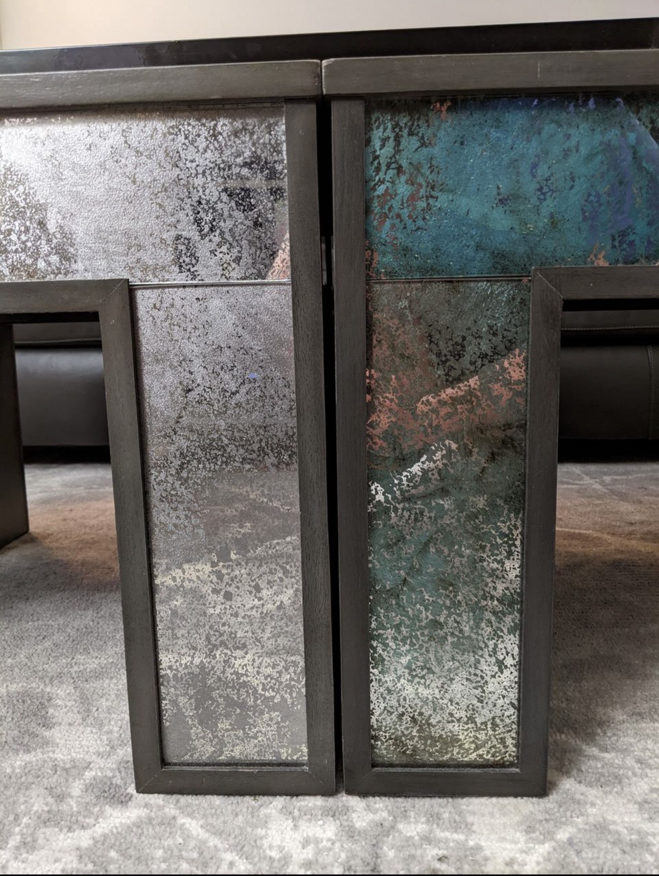 Two Kravet Brewerton Gray Walnut Coffee Tables Antique Mirror - photo 4
