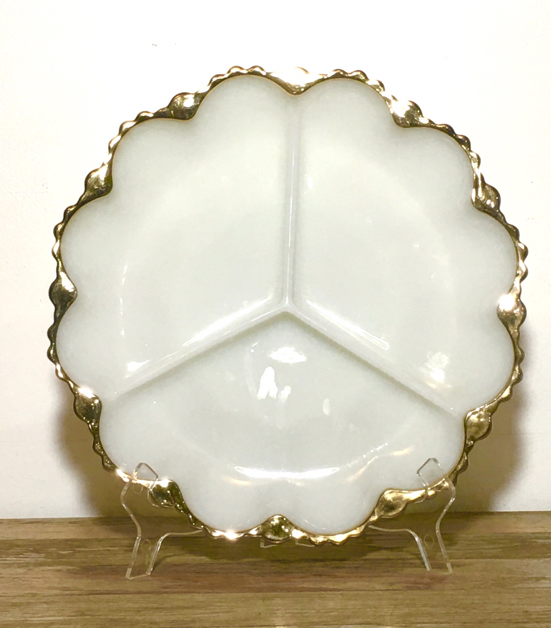 Vintage Fire King Milk Glass divided serving dish thumbnail