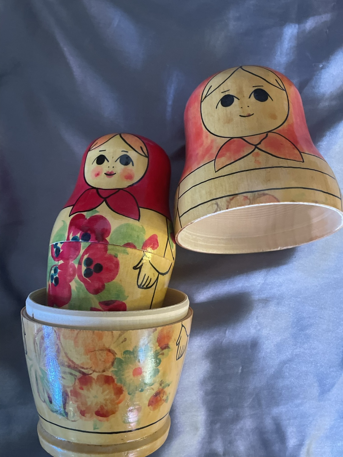 Vintage Matroyshka Dolls hand painted wooden dolls image indicator(2)