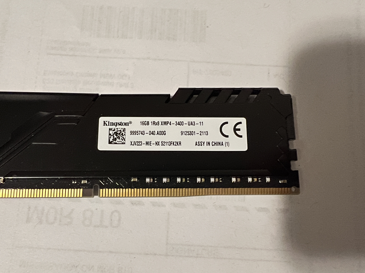 16gb Kingston Memory Single Stick 3400MHz DDR4 - photo 2