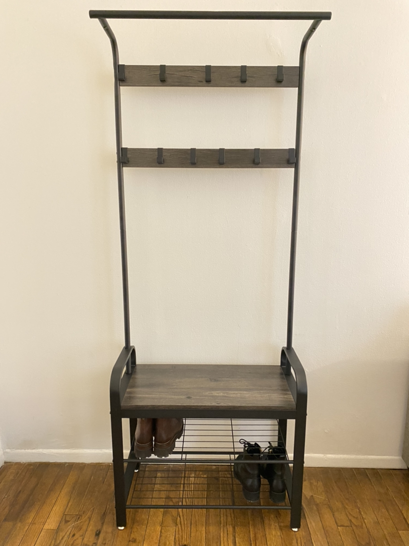 Entryway Shoe Bench with Coat Rack - photo 2