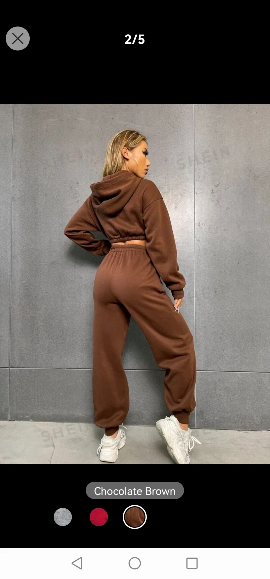 Crop Hoodie Sweater and Sweatpants Set image indicator(2)
