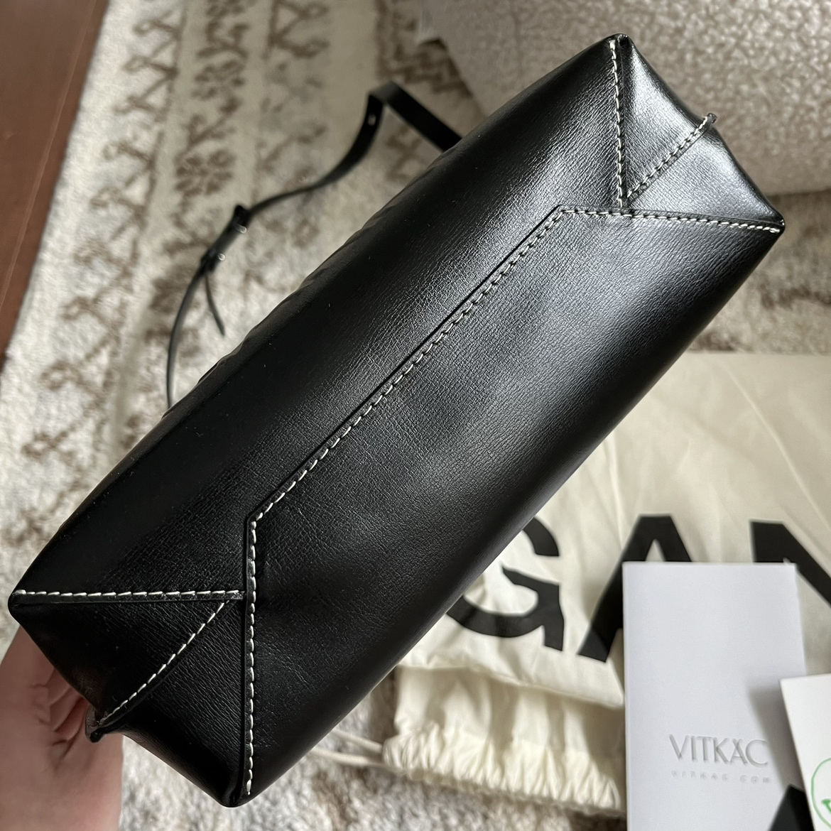 Ganni Leather Medium Banner Tote Bag - photo 3