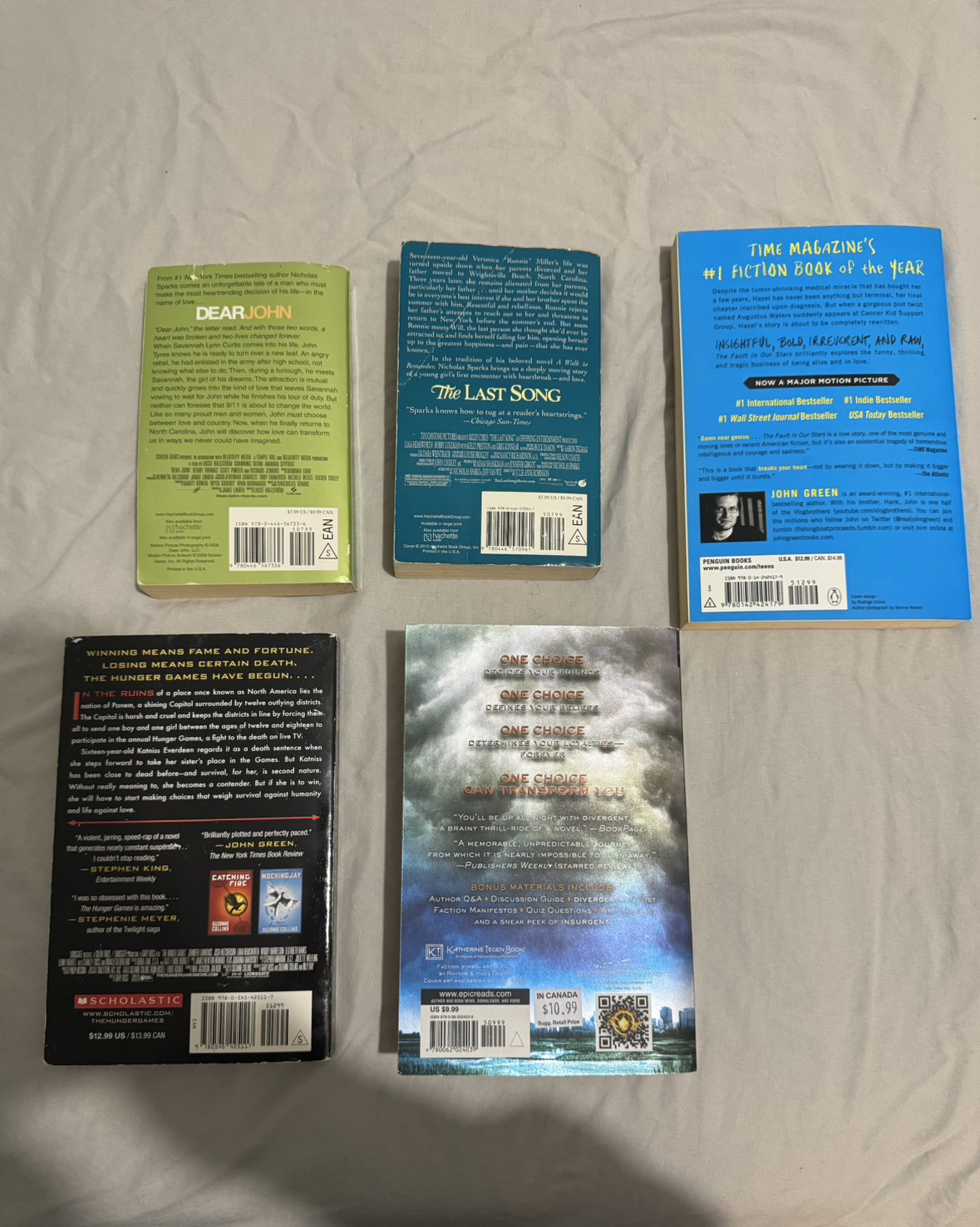 5 Novels: Dear John, The Last Song, THG, Divergent, TFIOS - photo 2