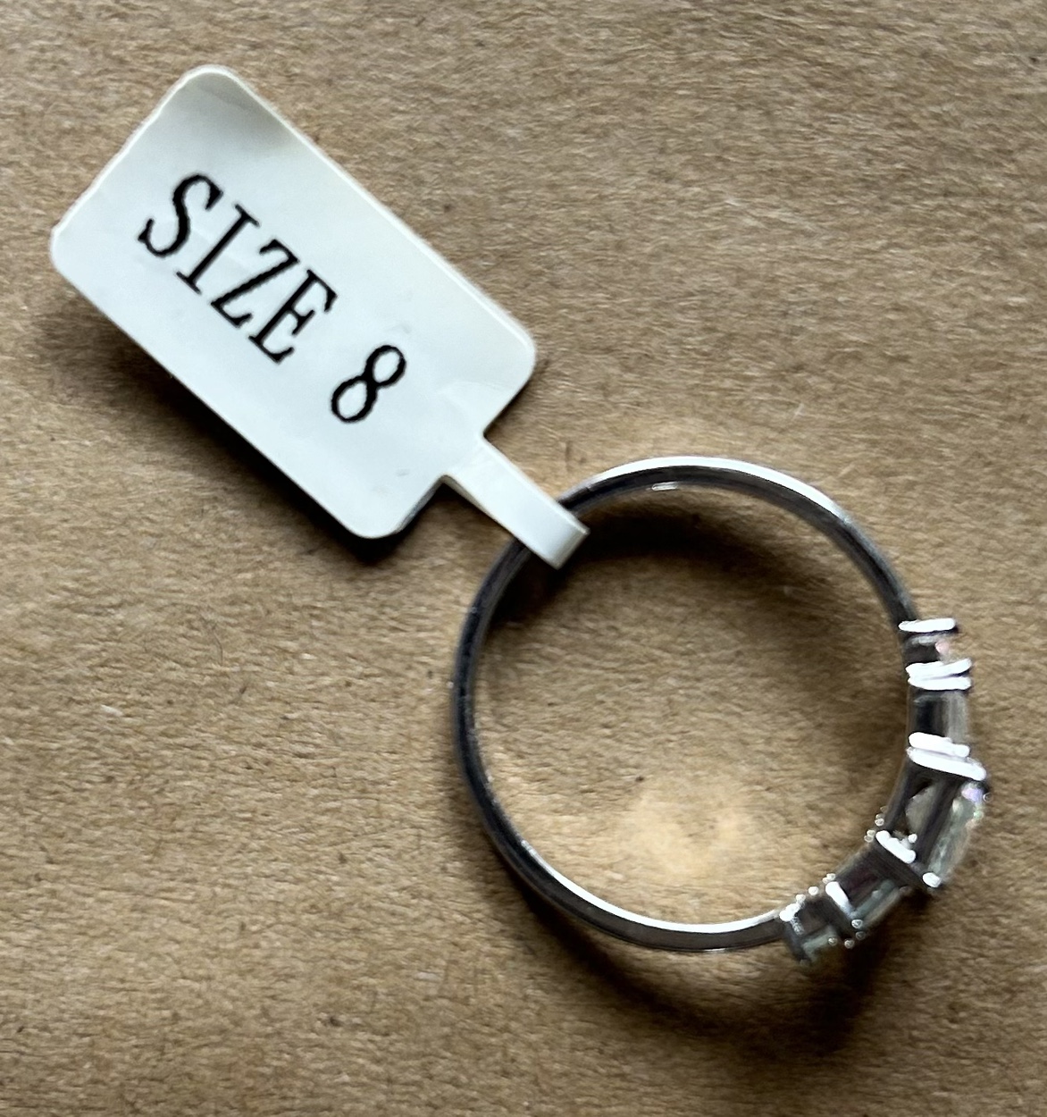 ✨✨Iridescent 3 Stone .925 Sterling Silver Ring Size 8 image indicator(4)