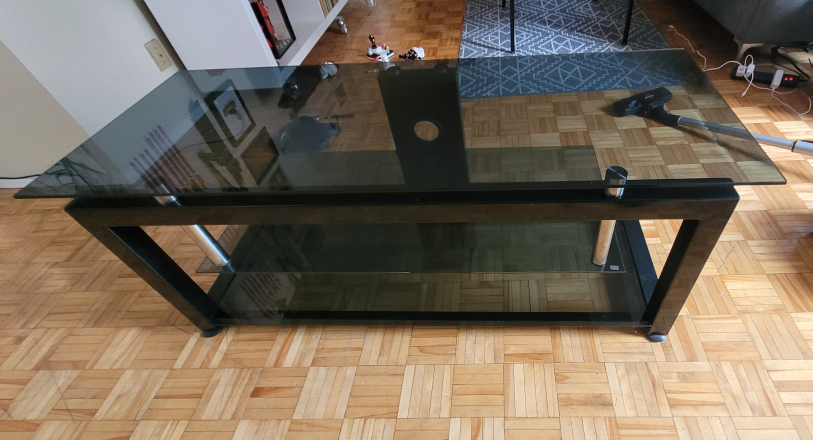 TV stand/console. Tempered Glass and Chrome image indicator(4)