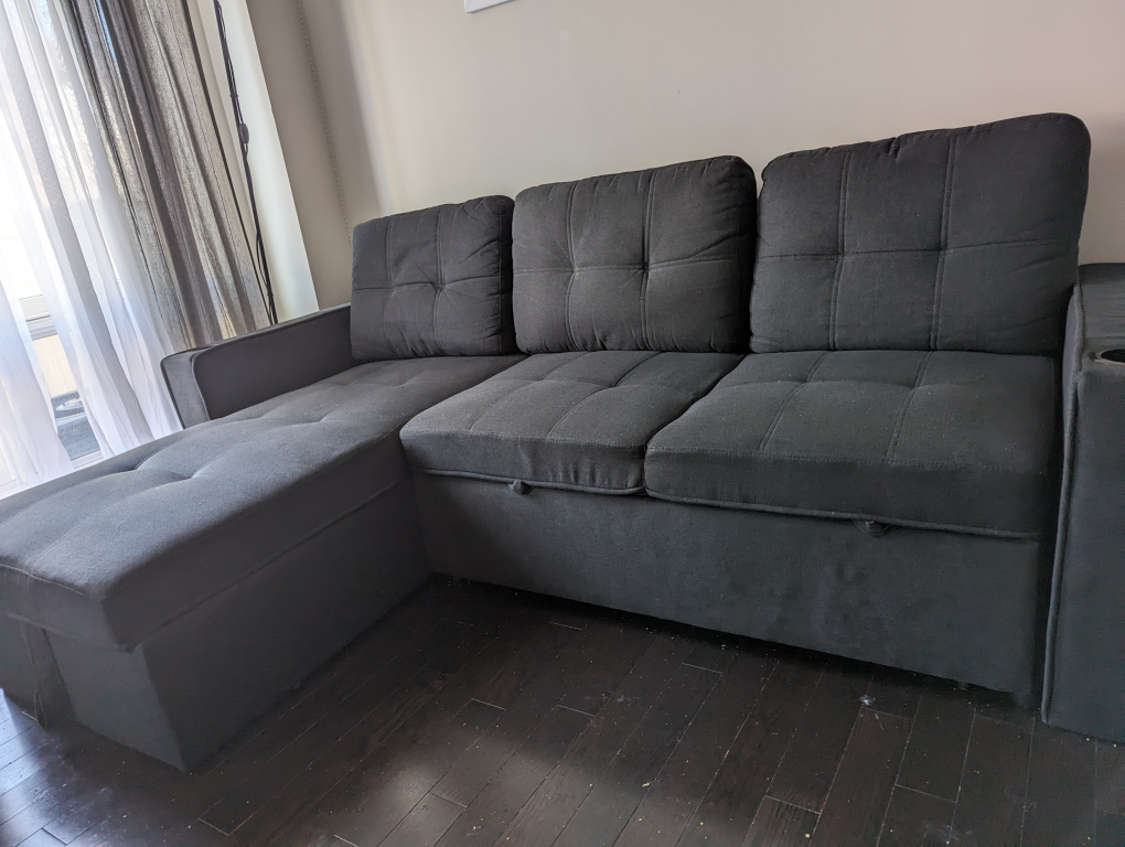 3 seater sleeper sectional couch with storage and chaise