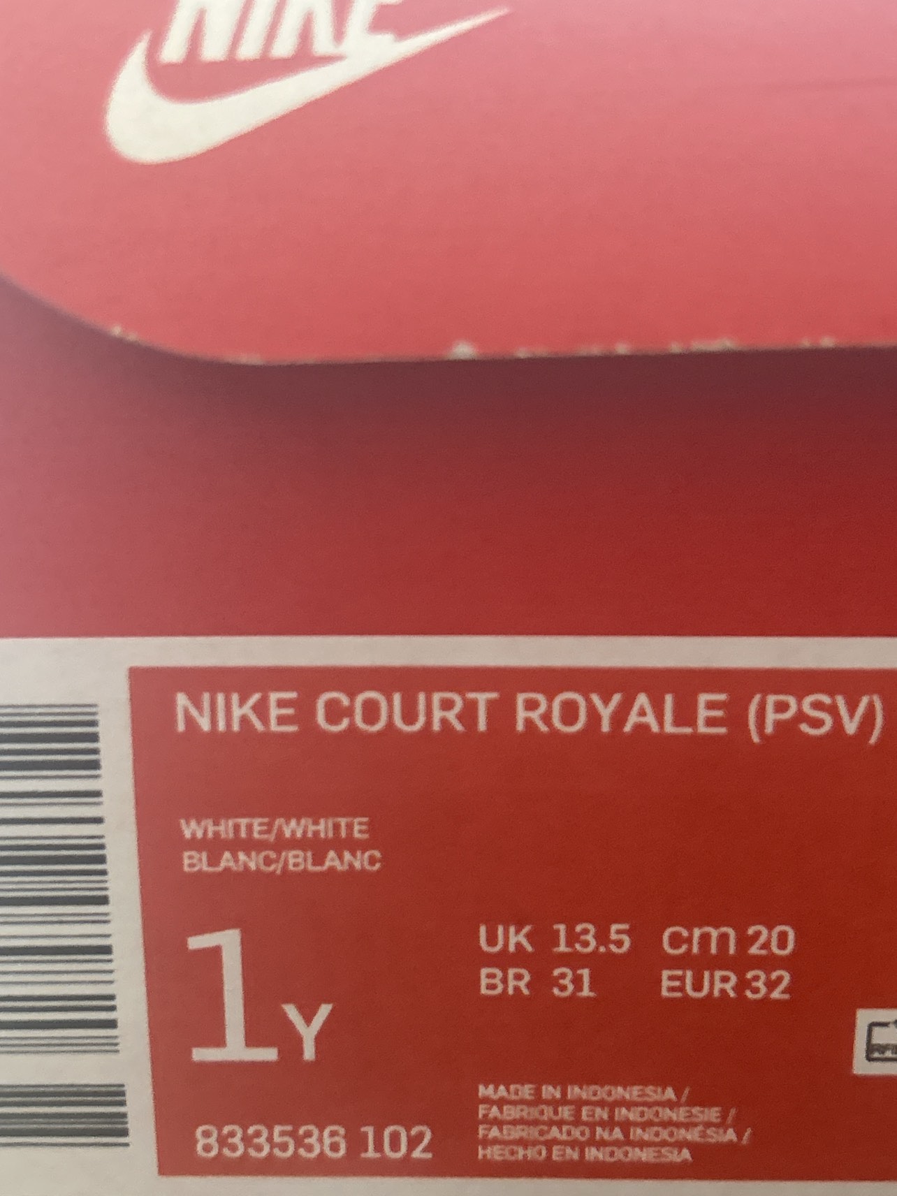 Size 1Y Nike Court Royale white & black image indicator(3)