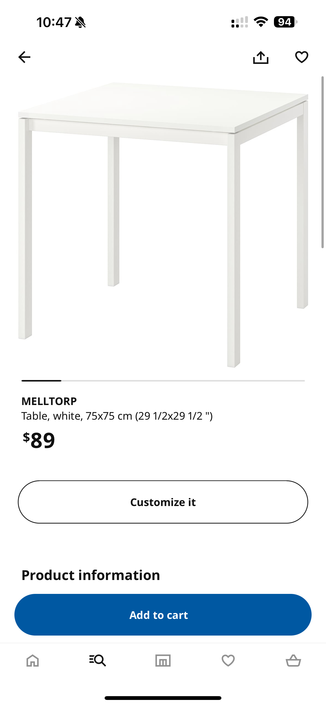 Ikea MELLTORP table