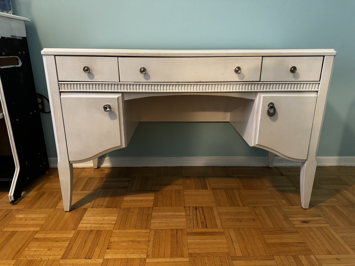 VINTAGE DESK VANITY TABLE VERY HEAVY thumbnail