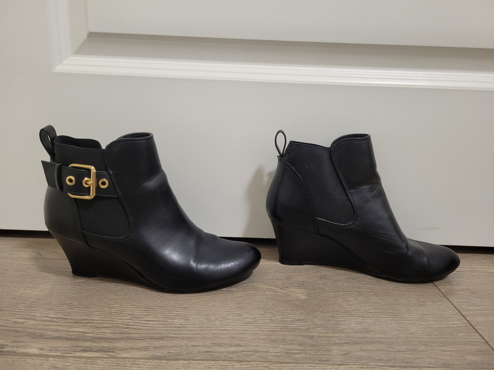 🏈 Dexflex Comfort Black Wedge Booties Ankle Boots (Size 6.5) - photo 5