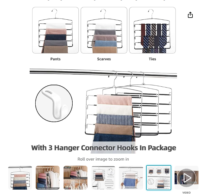 Multi-layer swing arm pants hanger (pack of 4) - photo 2