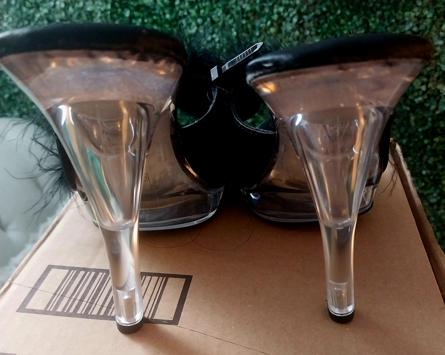 Ladies Ellie Black Trim Open Toe Platform Stiletto heels image indicator(4)