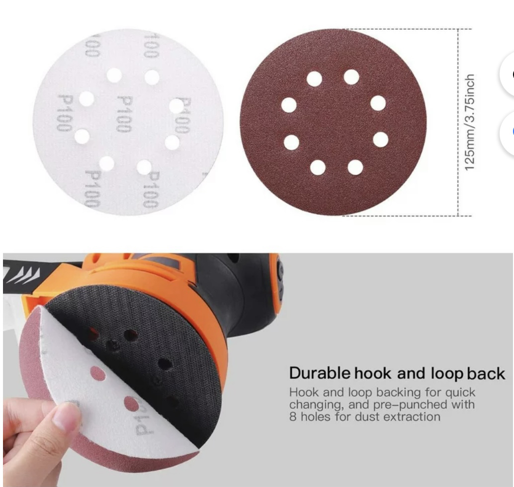 100pcs Hook and Loop Sandpaper for Random Orbital Sander - photo 4