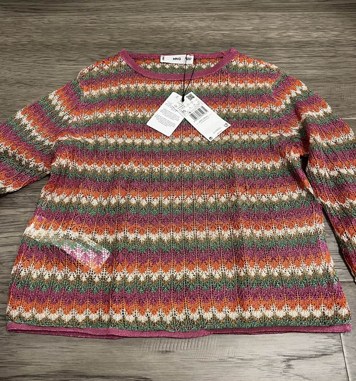 BNWT Mango Duval Chevron multi coloured crochet top - XS - photo 2