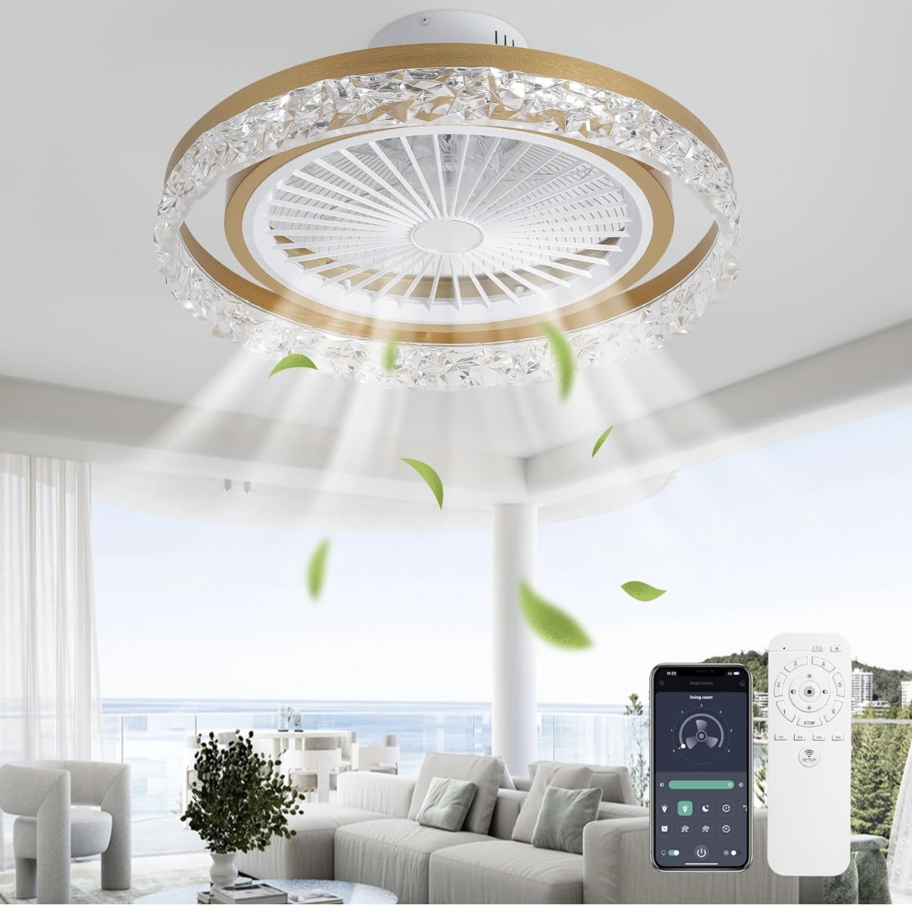 Flush Mount Ceiling Fan-Ceiling Fan- Ceiling Fan-Gold thumbnail