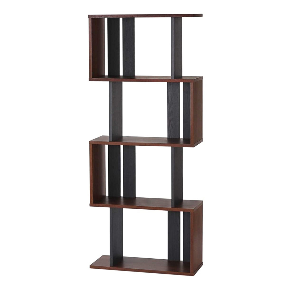 Dark brown wooden bookshelf