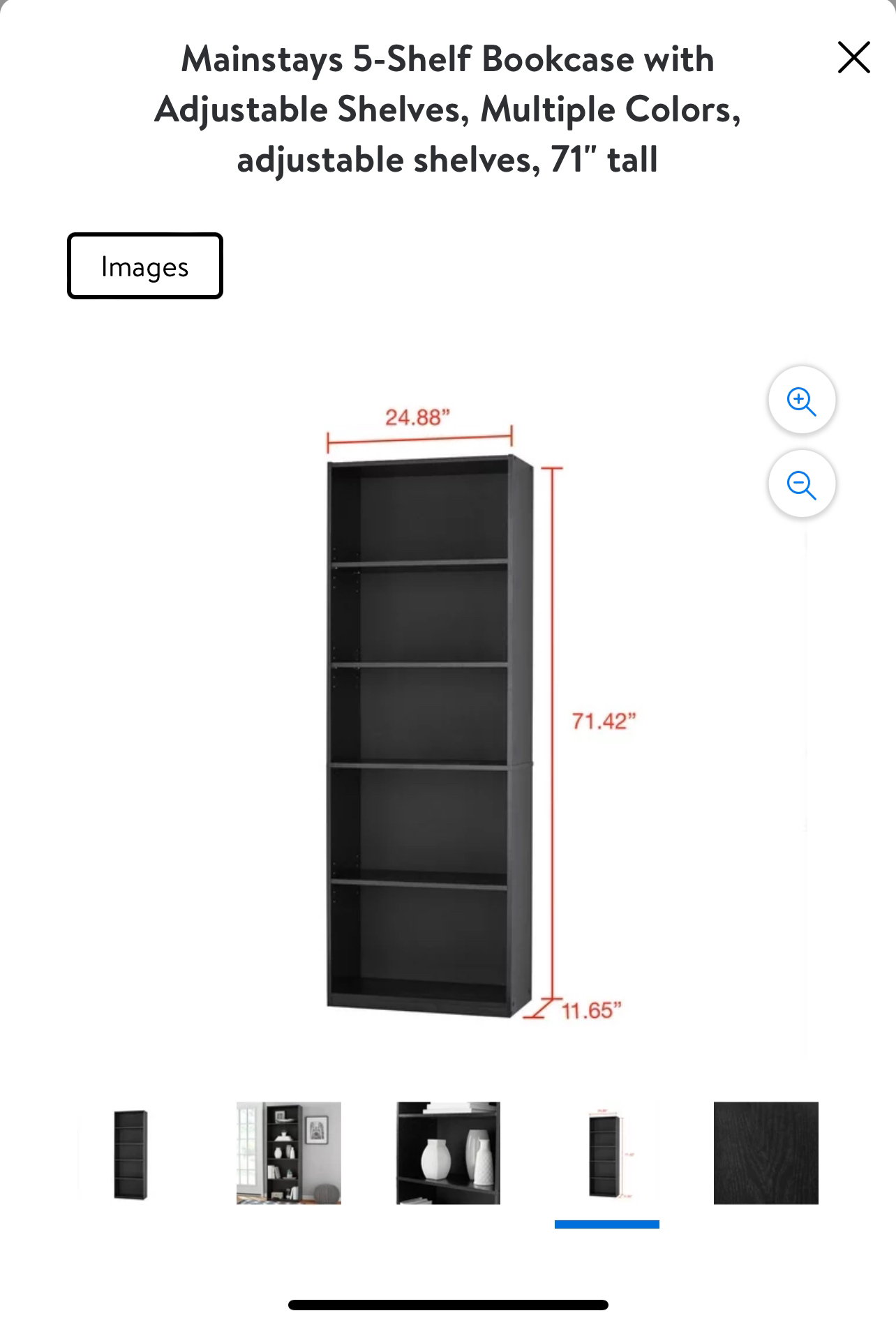 Walmart Mainstay 5 Shelf Bookcase