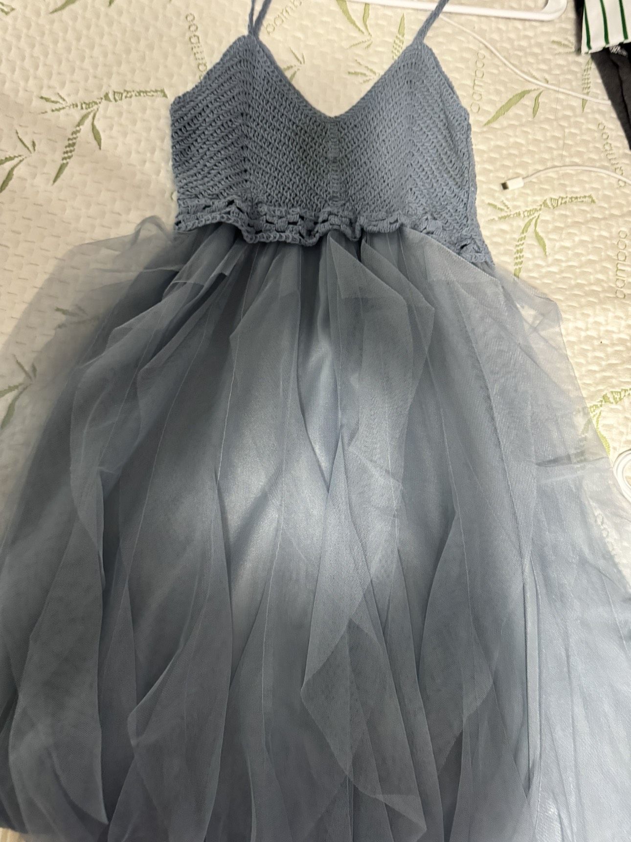Light blue crochet-ruffle dress