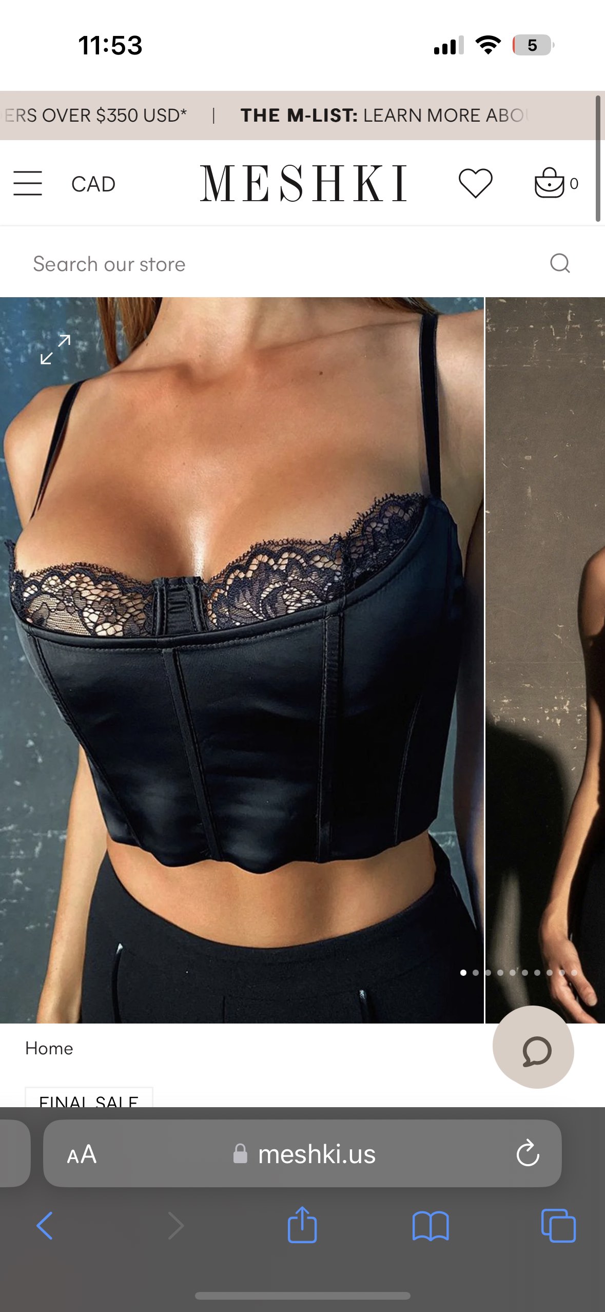 Meshki corset crop top w lace peek image indicator(4)