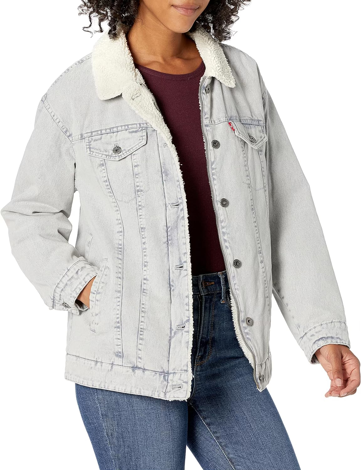 Levi's Women's Washed Cotton Sherpa Trucker Jacket