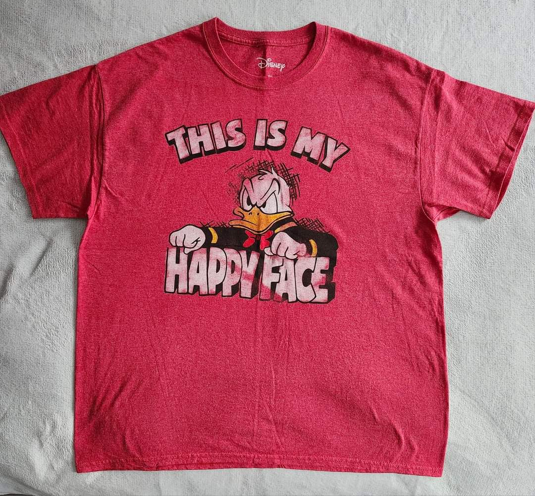 DISNEY DONALD DUCK "THIS IS MY HAPPY FACE" T - SHIRT. 🥕 image indicator(2)