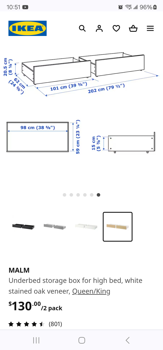 white stained oak veneer, understorage bed box for high bed. - photo 3
