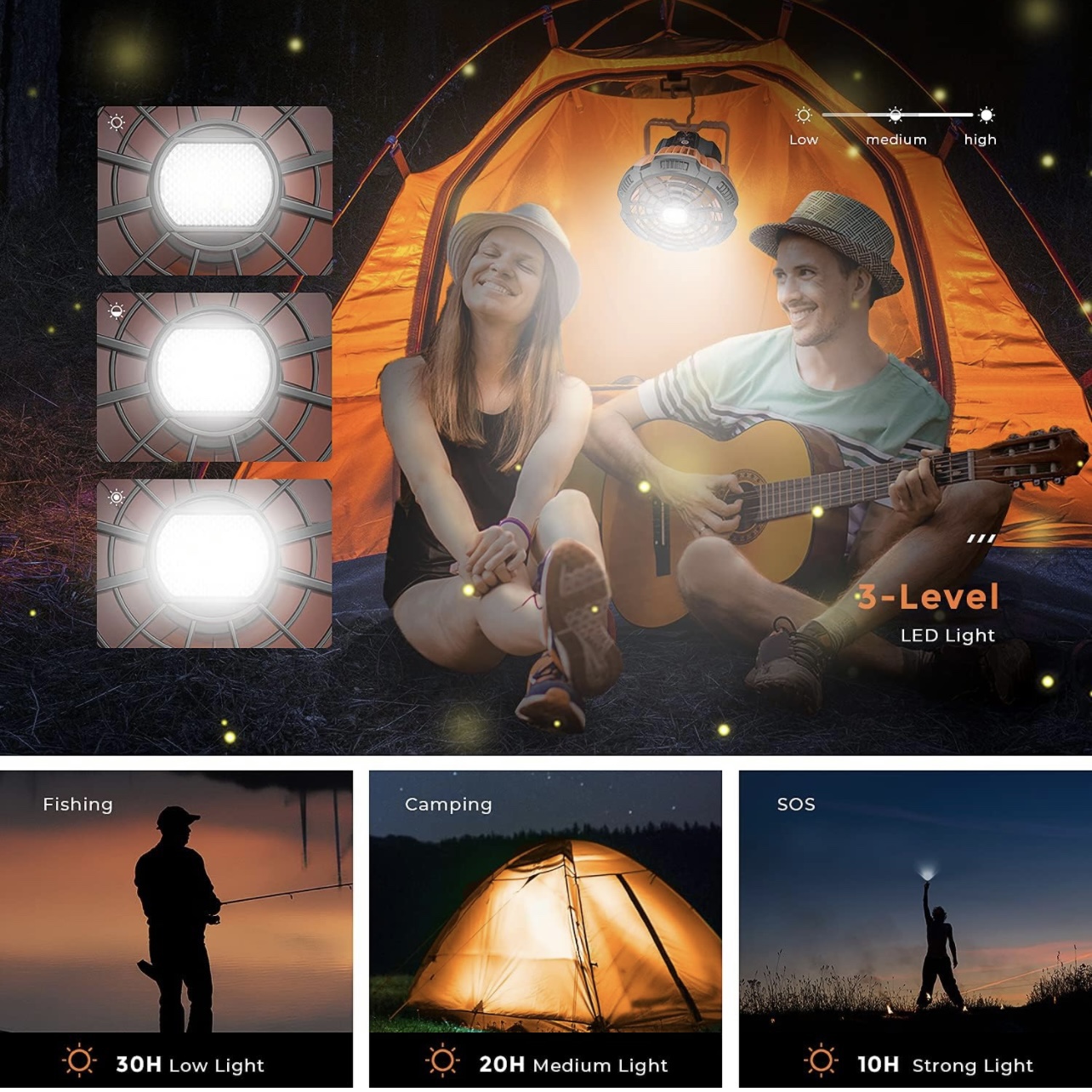 5200mAh Camping Fan with LED Lantern - photo 4
