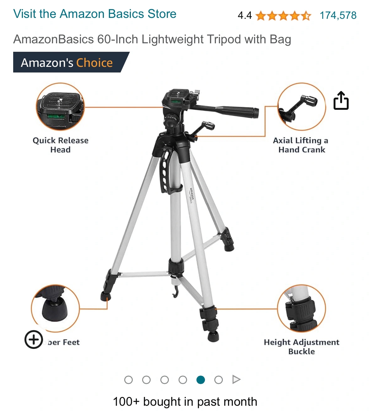 📷 Tripod - AmazonBasics 60-Inch Lightweight Tripod with Bag thumbnail