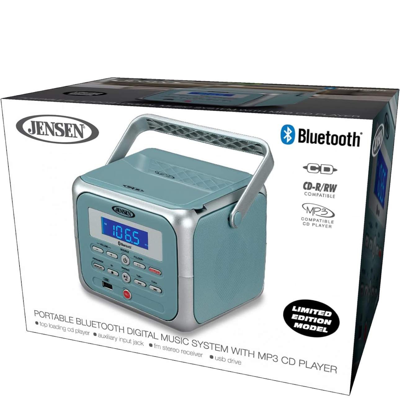 New Portable Stereo CD Player with Bluetooth FM Radio USB image indicator(2)