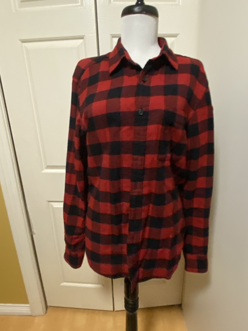 Uniqlo Shirt Men S Plaid Flannel Red Black Button Up Long Sleeve - photo 2
