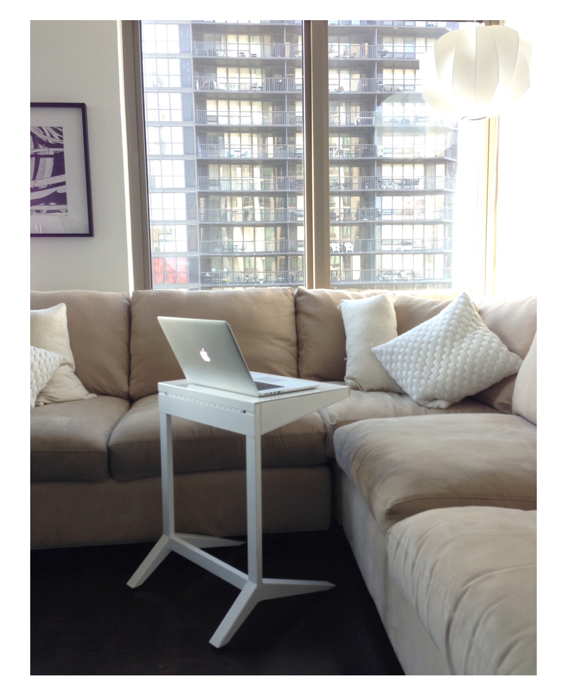 CB2 Metal frame C table with a drawer (Used) - photo 2