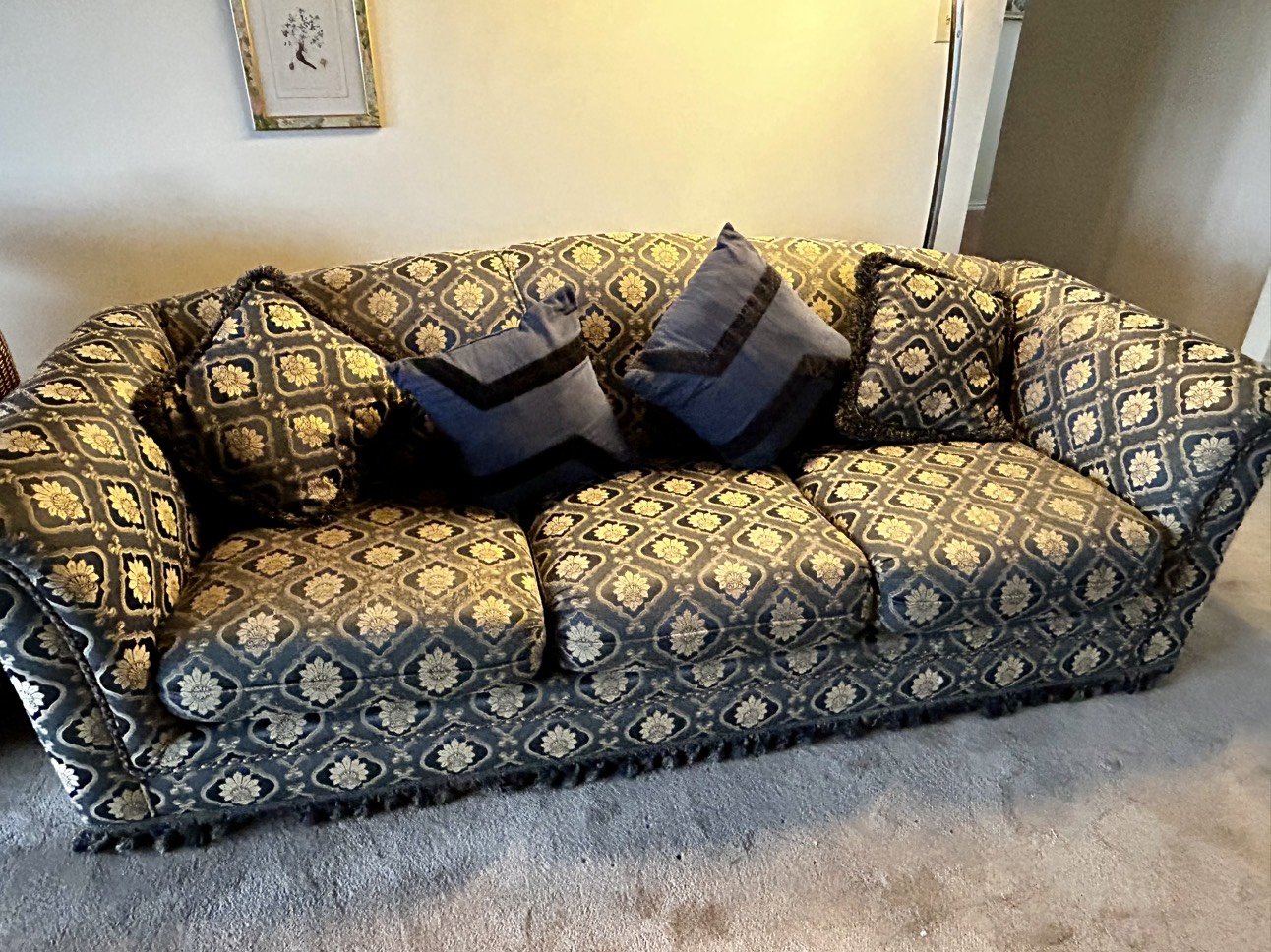 2 matching sofas , 3 seater & love-seat, flared out arms