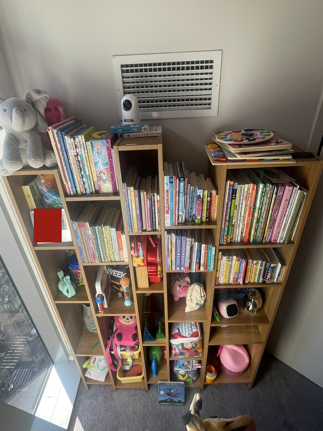 Book case asymmetrical 23 shelves Organizer wood toys games