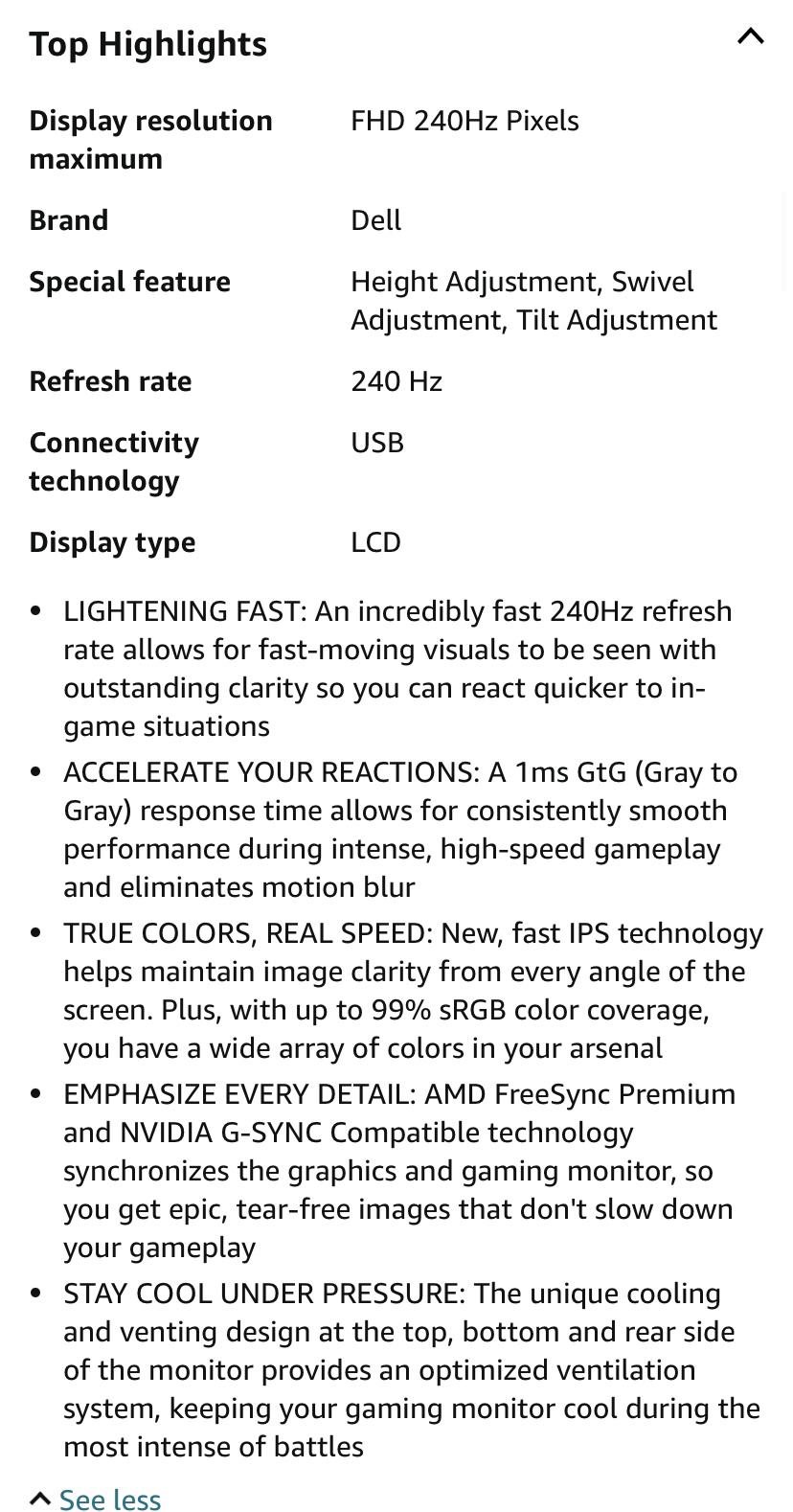 Alienware gaming monitors AW2521HF - photo 5