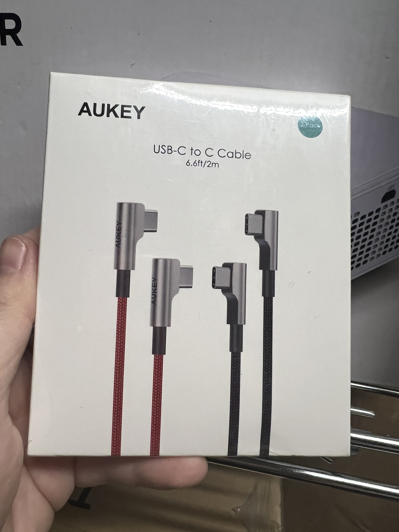 2m Pack-of-2 USB USB C to C Braided Nylon with 90 Degree thumbnail