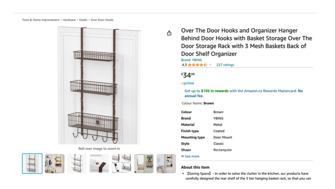 Over The Door Hooks and Organizer Hanger Behind Door