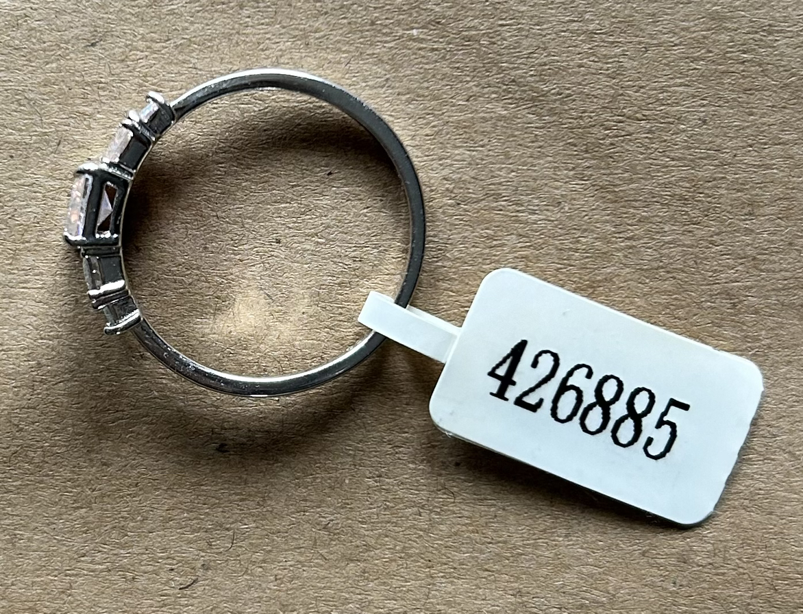 ✨✨Iridescent 3 Stone .925 Sterling Silver Ring Size 8 image indicator(3)